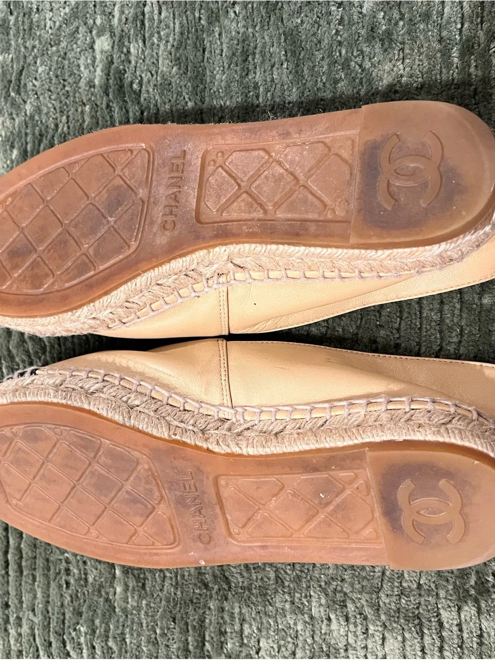 Chanel Two-Tone Leather Espadrilles in Beige and Black